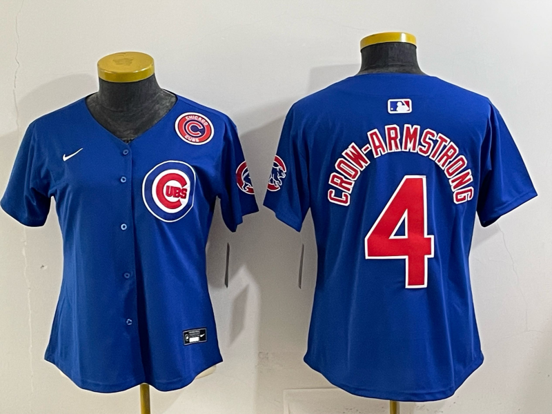 Women Chicago Cubs 4 Crow-Armstrong Blue Nike MLB 2025 Jersey 005